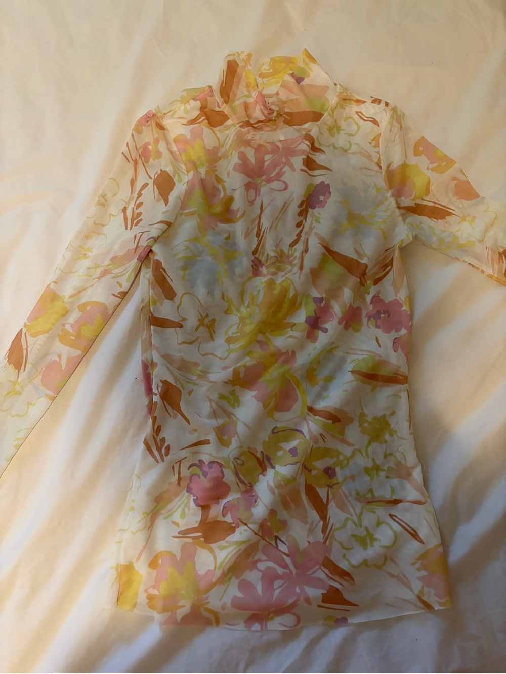 Ted Baker - Sheer Floral Long Sleeve Blouse in Pink, Yellow & Cream